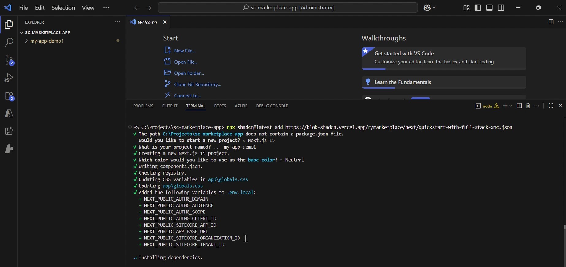 Scaffolding the app using the npx command - Sitecore Marketplace App Scaffolding the app using the npx command - Sitecore Marketplace App