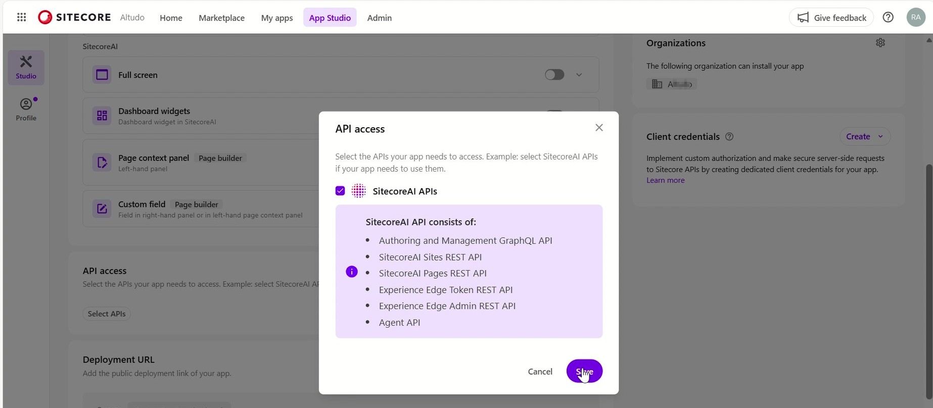 Selecting Sitecore Cloud products for API Access in Marketplace App Selecting Sitecore Cloud products for API Access in Marketplace App